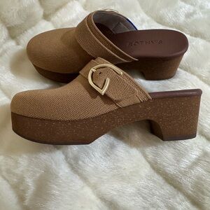 Rothy's Brown   NEW Women's Mules with Gold Buckle 7.5 M